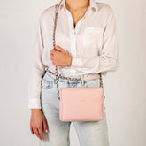 Borsa donna a tracolla in pelle rosa,prodotta a mano presso Pianigiani bags
